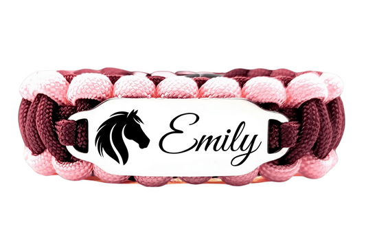 Women's 550 Paracord Bracelet with Custom Engraved Name on Stainless Steel ID Tag