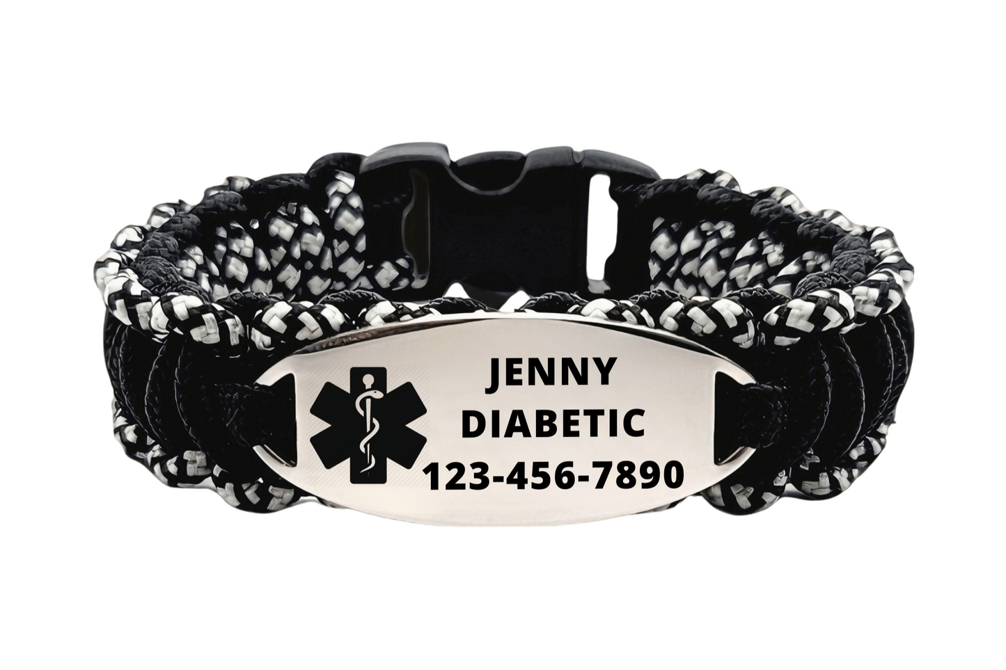 275 Paracord Medical ID Bracelet for Kids & Adults – Custom Engraved Oval Stainless Steel ID Tag