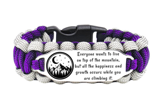 Motivational 550 Paracord Bracelet with Large Engraved Stainless Steel ID Tag