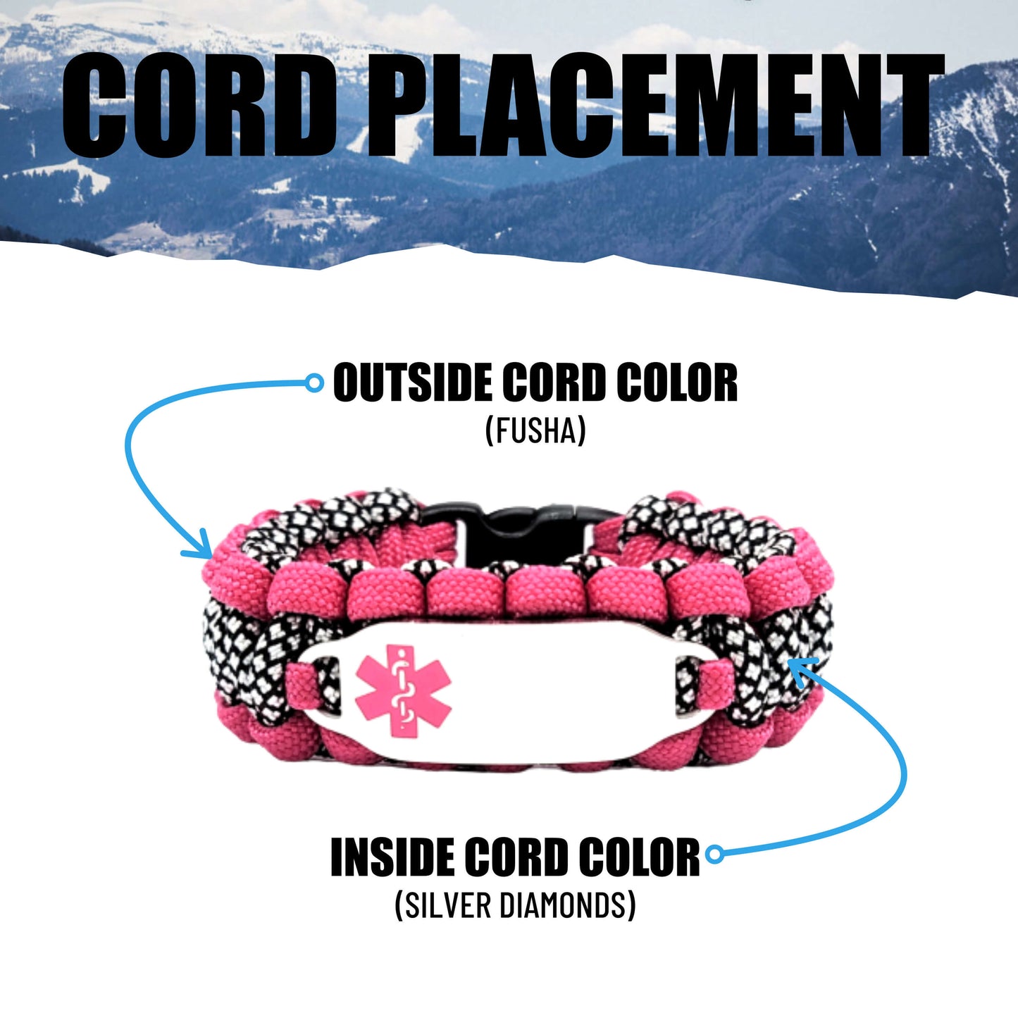 Medical Alert Bracelet – 550 Paracord Bracelet Featuring a Stainless Steel ID Tag with Purple Medical Symbol