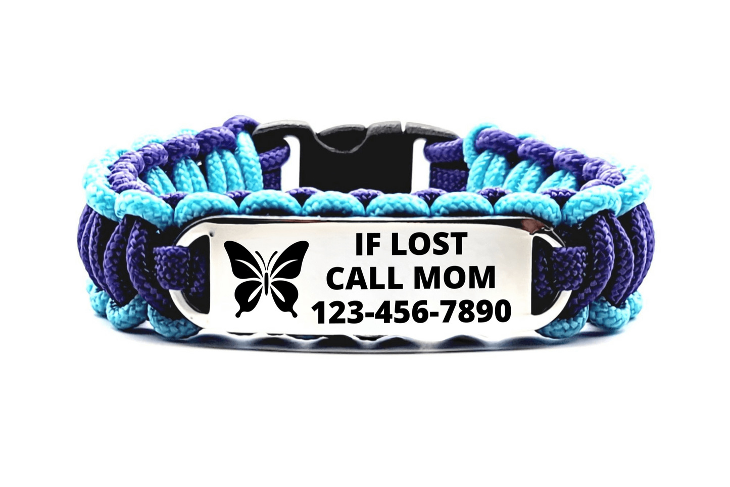 Safety 275 Paracord Bracelet – If Lost Emergency Contact Info Engraved - Great for Vacations