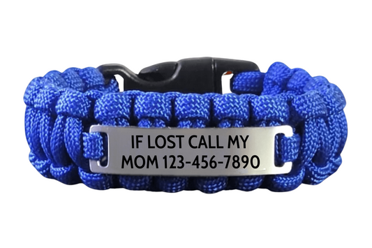 550 Paracord Bracelet with Custom Engraved Stainless Steel ID Tag