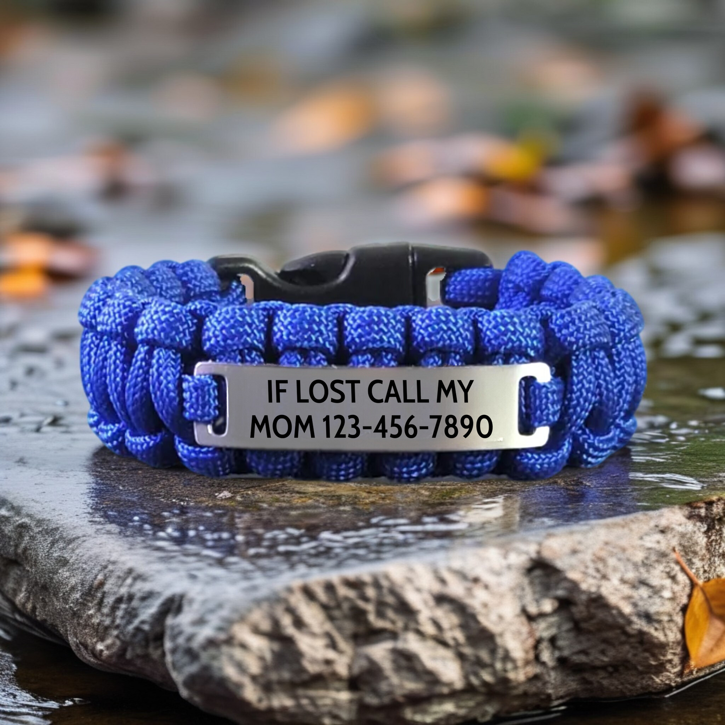 550 Paracord Bracelet with Custom Engraved Stainless Steel ID Tag