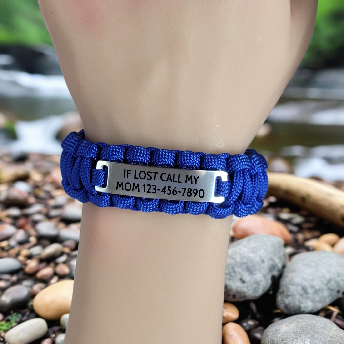 550 Paracord Bracelet with Custom Engraved Stainless Steel ID Tag