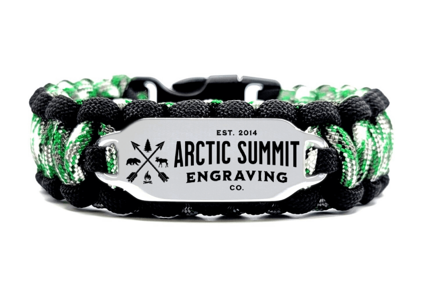 550 Paracord Custom Logo Bracelet with Engraved Stainless Steel ID Tag