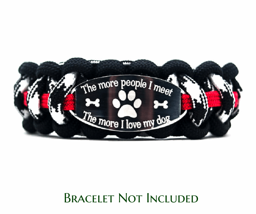 Example photo of oval ID tag on a paracord bracelet. Bracelet is not included.