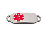 Engraved Stainless Steel Medium Rectangle Medical Bracelet ID Tag - Red