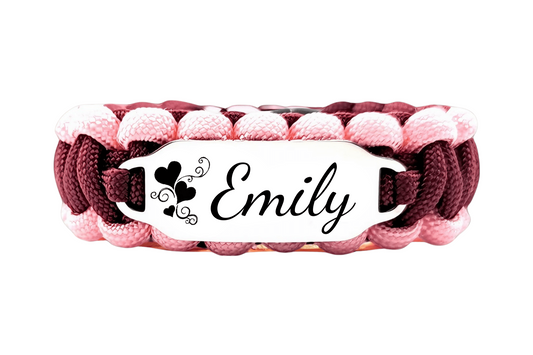 Women's 550 Paracord Bracelet with Custom Engraved Name on Stainless Steel ID Tag