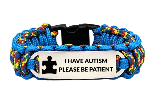 Autism 275 Paracord Bracelet for Kids & Adults with Custom Engraved Stainless Steel ID Tag