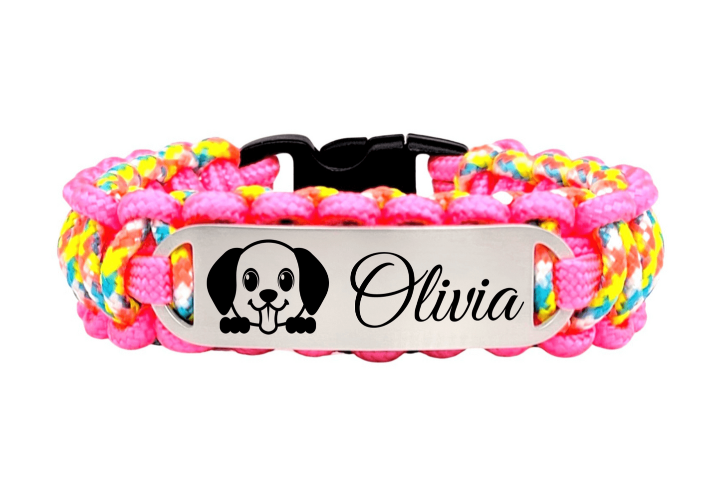 Personalized Name 275 Paracord Bracelet with Custom Engraved Stainless Steel ID Tag