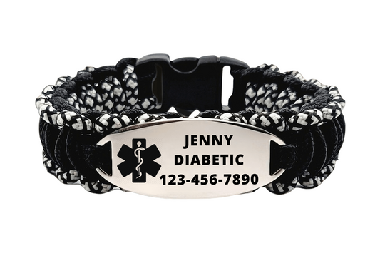 275 Paracord Medical ID Bracelet for Kids & Adults – Custom Engraved Oval Stainless Steel ID Tag