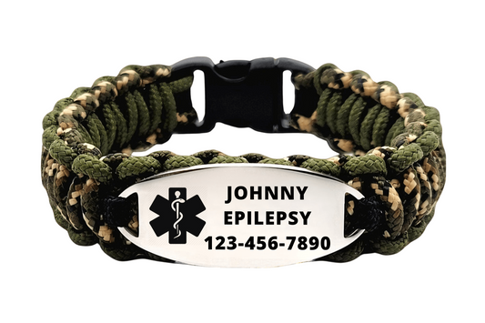Kids & Adults 275 Paracord Medical Alert Bracelet w/ Custom Engraved Stainless Steel ID Tag