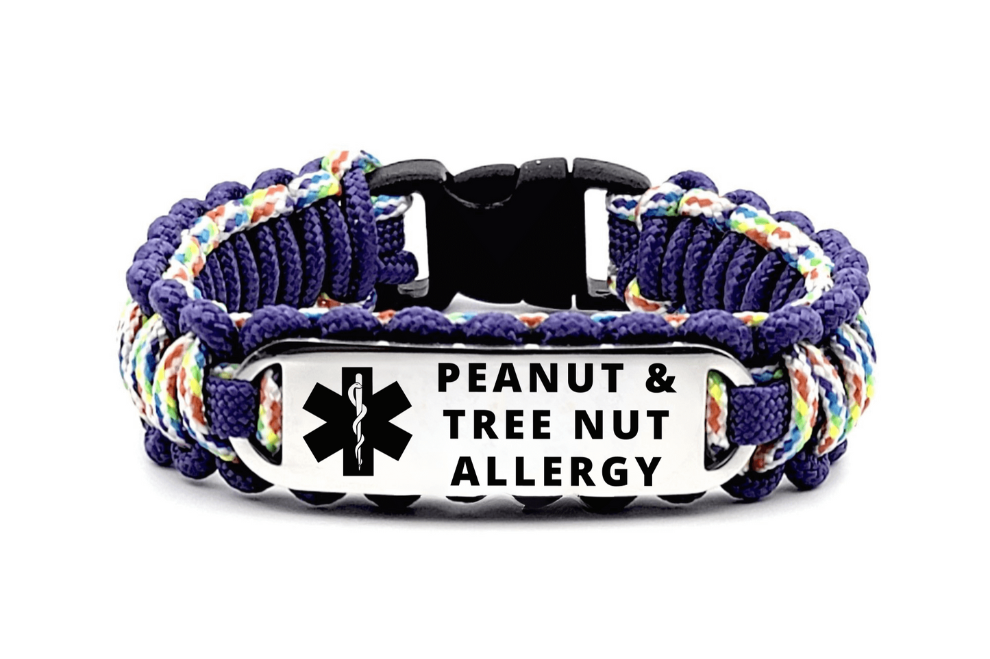 275 Paracord Allergy Bracelet for Kids & Adults – Custom Engraved Stainless Steel ID Tag