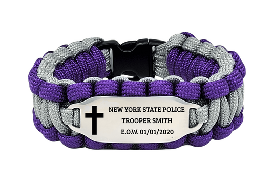 End of Watch Police Remembrance 550 Paracord Bracelet with Custom Engraved Stainless Steel ID Tag