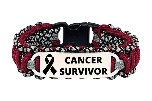 Cancer Survivor 275 Paracord Bracelet with Engraved Stainless Steel ID Tag