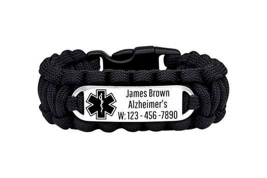 Personalized 550 Paracord Dementia & Alzheimer's Medical Alert Bracelet