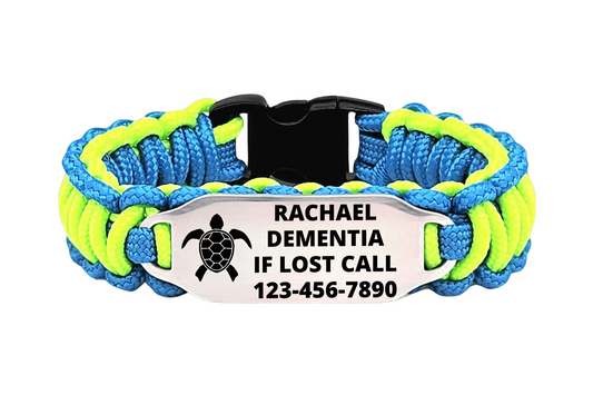 Dementia or Alzheimer's Thin 275 Paracord Bracelet for Adults or Kids