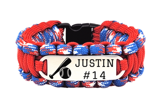 Custom Sports 550 Paracord Bracelet With Personalized Engraved Stainless Steel ID Tag