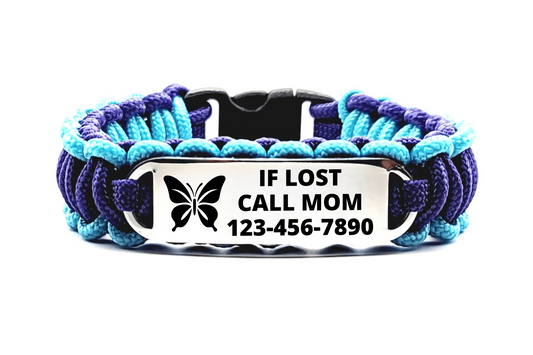 Safety 275 Paracord Bracelet – If Lost Emergency Contact Info Engraved - Great for Vacations