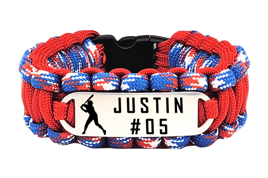 Custom Sports 550 Paracord Bracelet With Personalized Engraved Stainless Steel ID Tag