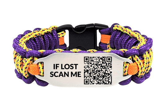 Personalized QR Code Thin 275 Paracord Bracelet for Kids, Dementia, & Alzheimer's