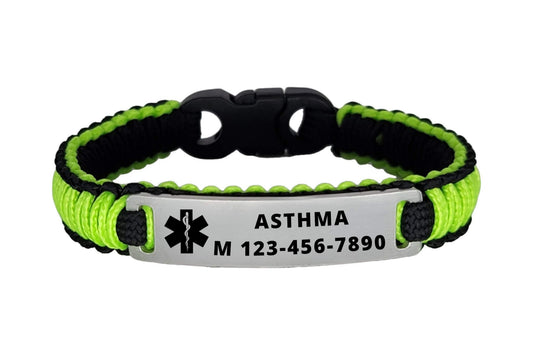 Micro Paracord Bracelet with Custom Engraved Stainless Steel ID Tag - Medical