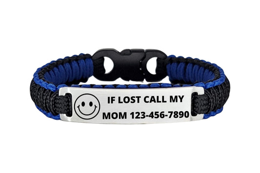 Micro Paracord Bracelet with Custom Engraved Stainless Steel ID Tag - If Lost