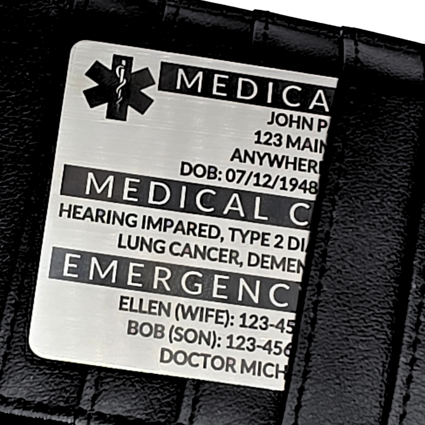 Engraved Stainless Steel Wallet Medical Card