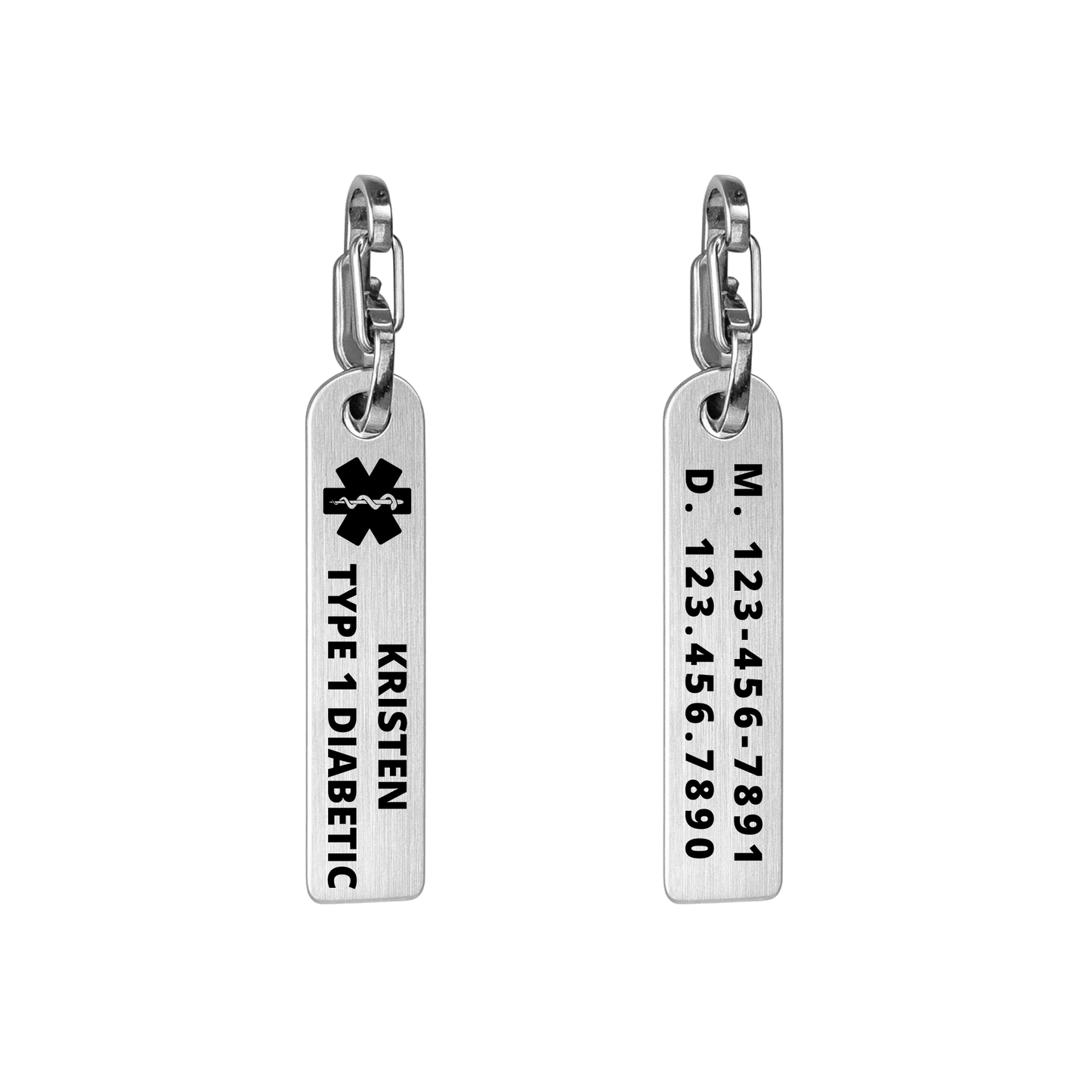 Custom Engraved Stainless Steel Zipper Pull – Medical Alert & Autism ID Tag