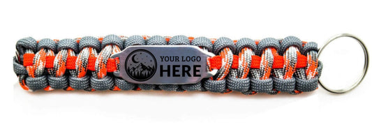550 Paracord Key Chain with Custom Engraved Stainless Steel ID Tag - Medium Rectangle
