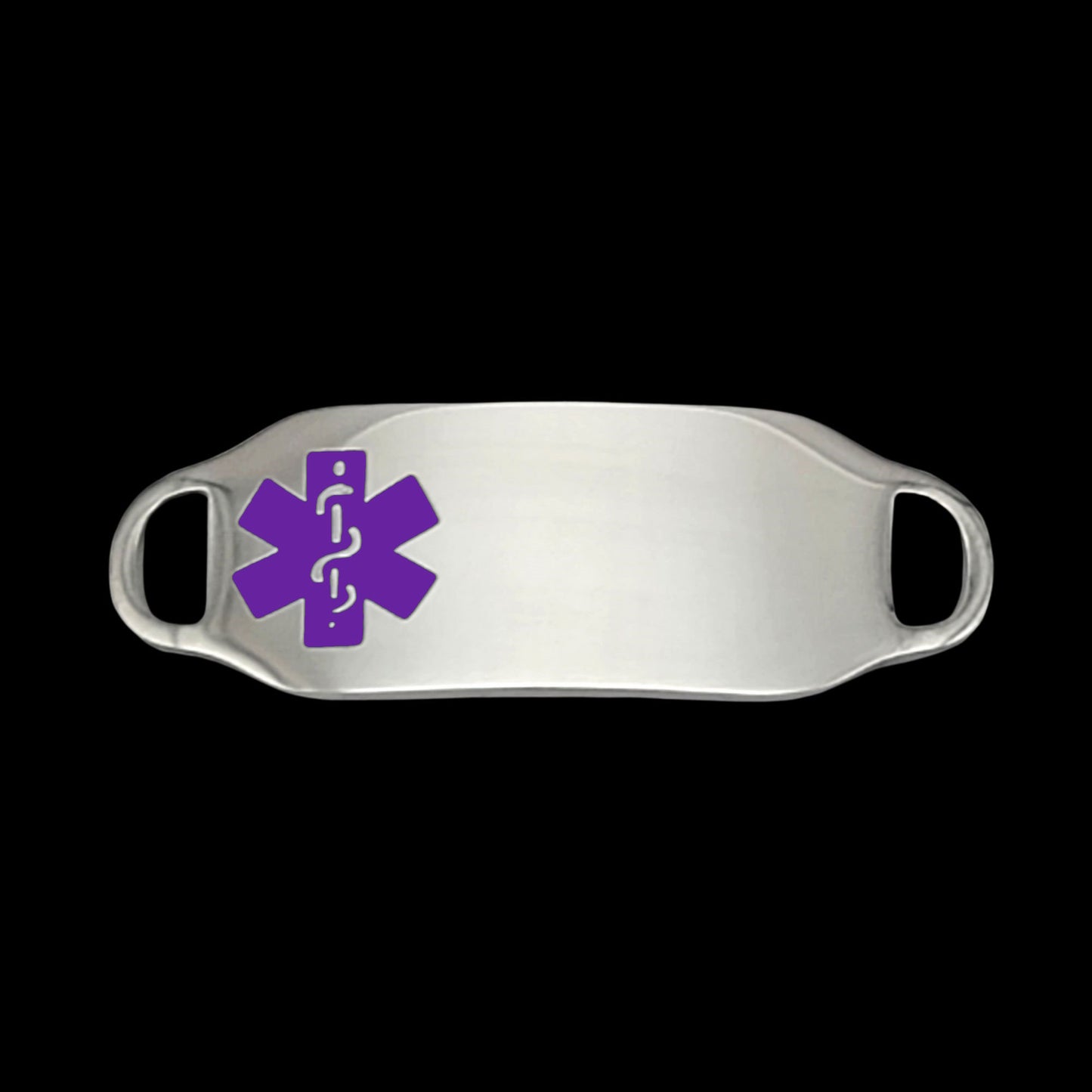 Engraved Stainless Steel Medium Rectangle Medical Bracelet ID Tag - Purple