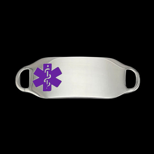 Engraved Stainless Steel Medium Rectangle Medical Bracelet ID Tag - Purple