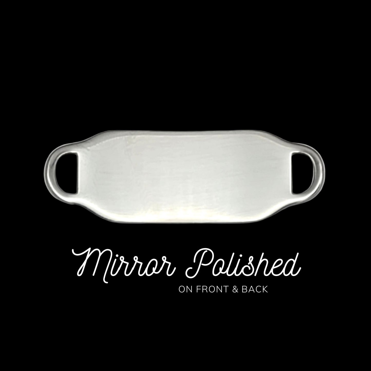 Engraved Stainless Steel Medium Rectangle Medical Bracelet ID Tag - Blue