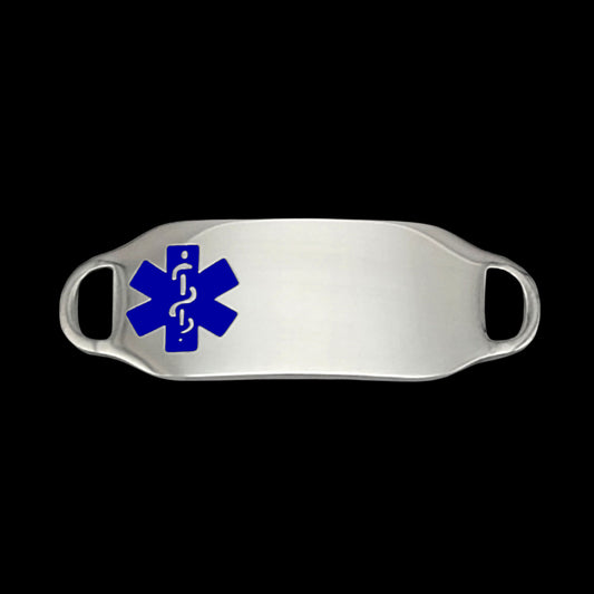 Engraved Stainless Steel Medium Rectangle Medical Bracelet ID Tag - Blue
