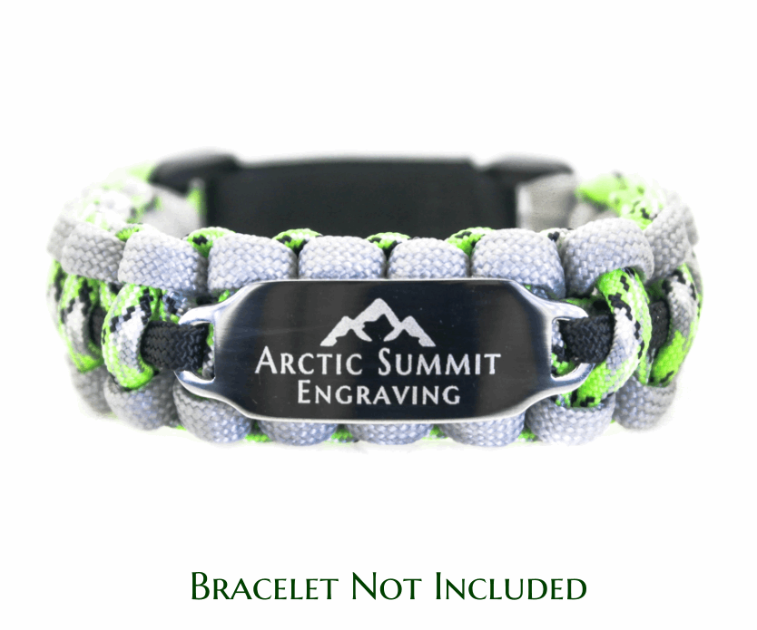 Example photo of medium ID tag on a paracord bracelet. Bracelet is not included.
