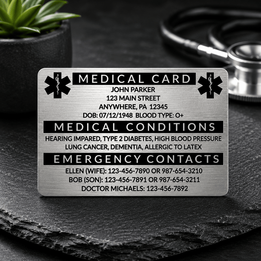Engraved Stainless Steel Wallet Medical Card