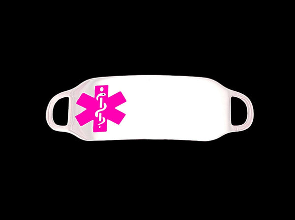 Engraved Stainless Steel Medium Rectangle Medical Bracelet ID Tag - Pink