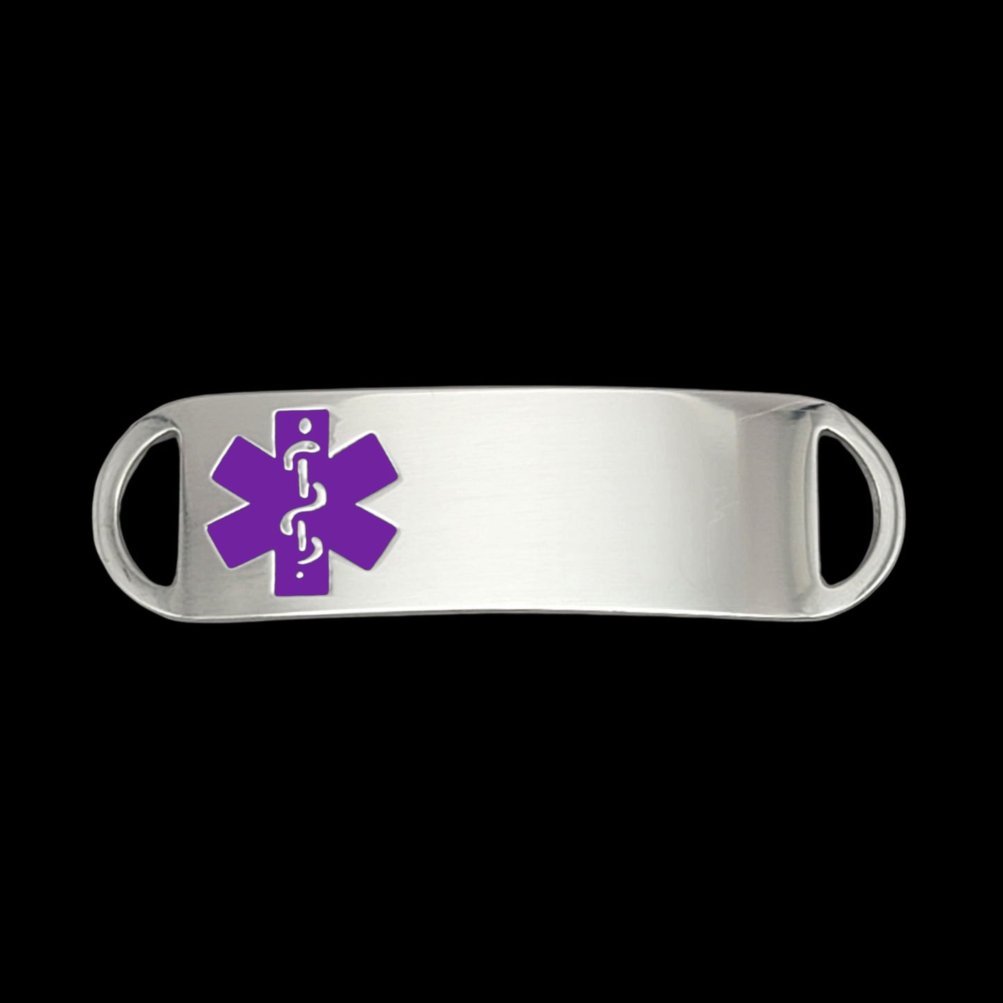 Engraved Stainless Steel Small Rectangle Medical Bracelet ID Tag - Purple