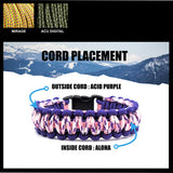 275 Paracord Bracelet with Engraved Stainless Steel Medical Alert ID Tag - Purple Medium Rectangle