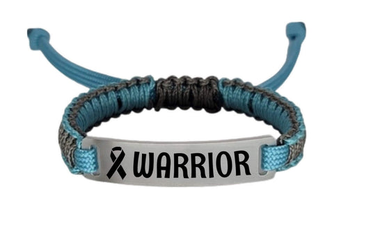 Micro Paracord Awareness Bracelet with Engraved Stainless Steel ID Tag - Warrior