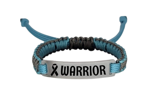Micro Paracord Awareness Bracelet with Engraved Stainless Steel ID Tag - Warrior