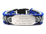 275 Paracord Bracelet with Engraved Stainless Steel ID Tag -  Medium Rectangle