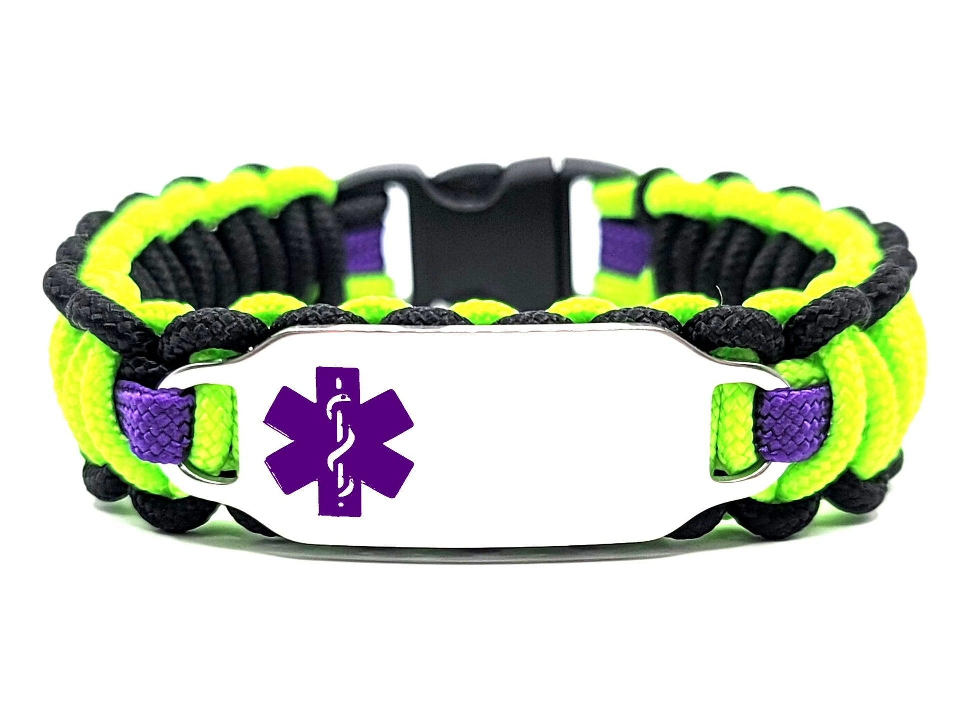 275 Paracord Medical Alert Bracelet – Purple Symbol Engraved ID