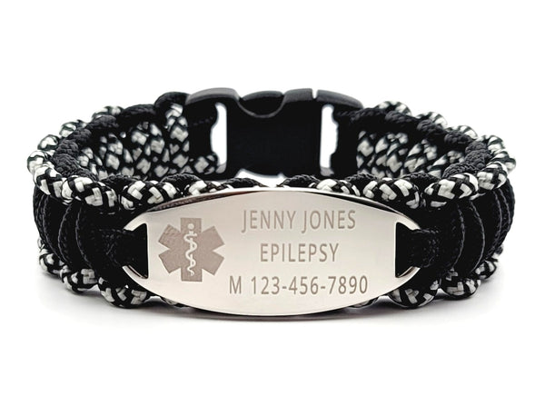 275 Paracord Bracelet with Oval Engraved Stainless Steel ID Tag