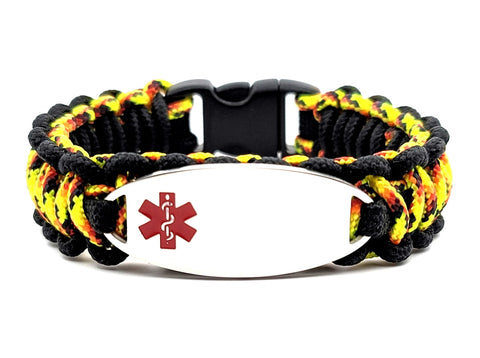 275 Paracord Bracelet with Engraved Stainless Steel Medical Alert