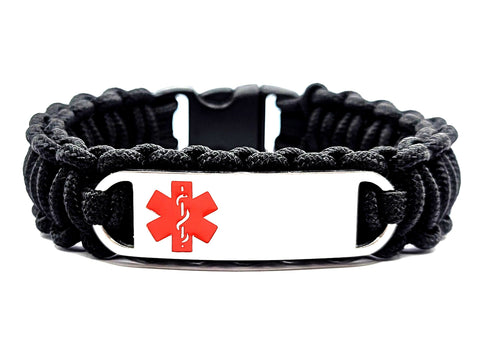 275 Paracord Bracelet with Engraved Stainless Steel ID Tag - Small Rec