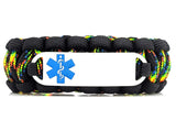 550 Paracord Bracelet with Engraved Stainless Steel Medical Alert ID Tag - Ocean Blue Small Rectangle