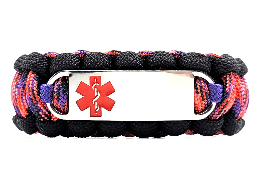 550 Paracord Bracelet with Engraved Stainless Steel Medical Alert