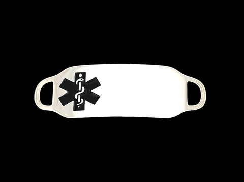 Engraved Stainless Steel Medium Rectangle Medical Bracelet ID Tag - Black
