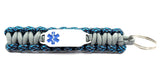 Medical ID 550 Paracord Key Chain with Engraved Stainless Steel ID Tag - Blue Medium Rectangle